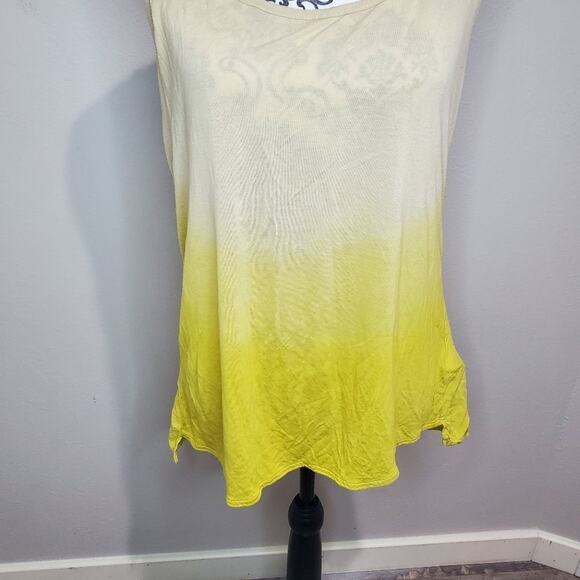 Stile Benetton medium womens yellow ombre racerback tank top - Picture 2 of 11